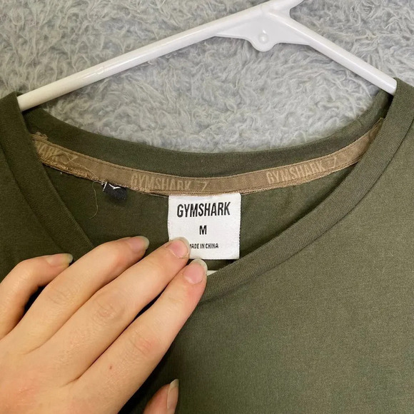 Gymshark army green tshirt casual stretch soft activewear athletic gym workout M - Picture 4 of 7